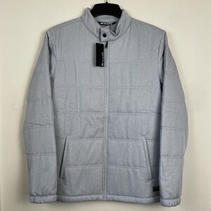 NEW Travis Mathew Interlude Puffer Jacket Men Medium Heather Sleet Grey Full Zip